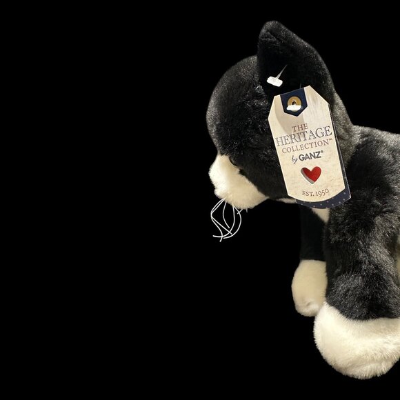 Ganz Heritage Collection Cat Plush, Black & White Stuffed Animal with Heart Nose - Picture 6 of 7